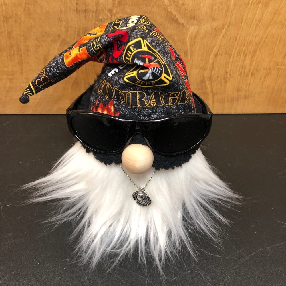 Fireman Gnome Courage Rescue Honor Hero Sunglasses Black Red Yellow Metal Gift